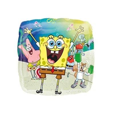 Image of Amscan Anagram 4153801 SpongeBob SquarePants Birthday Party Square Foil Balloon 18 Inch
