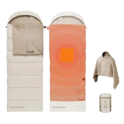 Image of Naturehike Heated Double Layer Sleeping Bag Thickened and Spliceable for Adults Powered by Power Bank or USB Supply Suitable Camping Travel Outdoor Activities
