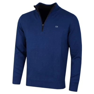 Image of Calvin Klein Mens 2024 1/2 Zip CK Golf Sweater Atlantic Blue XXXXXL