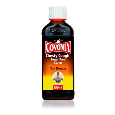Image of Covonia chesty Cough Sugar Free Syrup 150ml to clear coughs and troublesome stubborn mucus