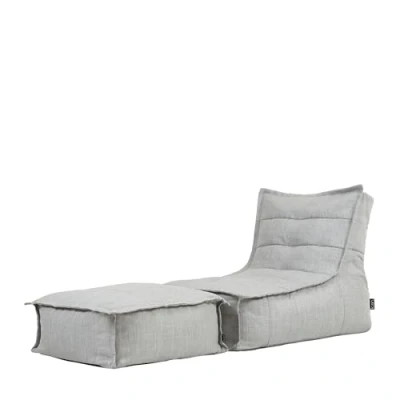 Image of icon Dolce Bean Bag Chair and Footstool, Grey, Indoor Outdoor Pouffe with Water Resistant Fabric, Large footstool Filling Included