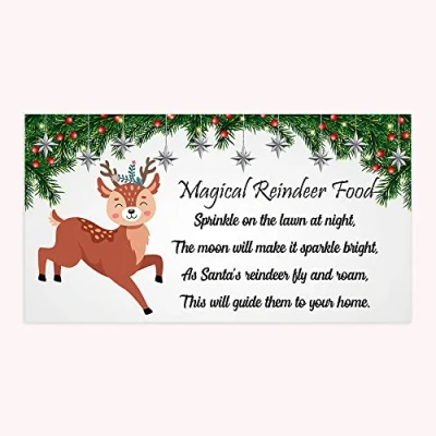 Image of Pack of 48 Magic Reindeer Food Labels (64 X 34 mm) Mas Seasonal Stickers for Christmas Eve Box Papa Prints®