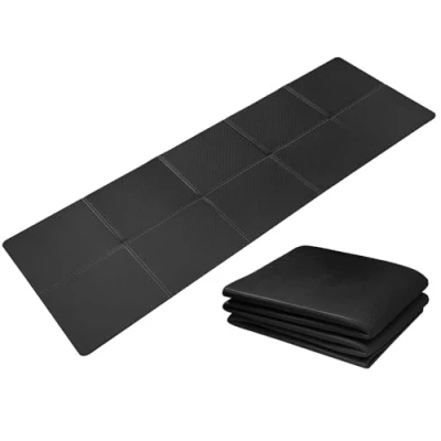 Image of Good Nite Foldable Yoga Mat Non Slip Portable Fitness Light Gym Pilates Sport Travel Exercise for Women Men 183 x 61 0.6 cm (Black)