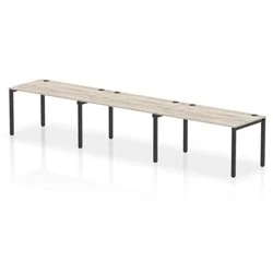 Image of Impulse Bench Single Row 3 Person 1400 Black Frame Desk Grey Oak