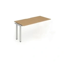 Image of Evolve Single Ext Kit Silver Frame Bench Desk 1200 Oak BE340