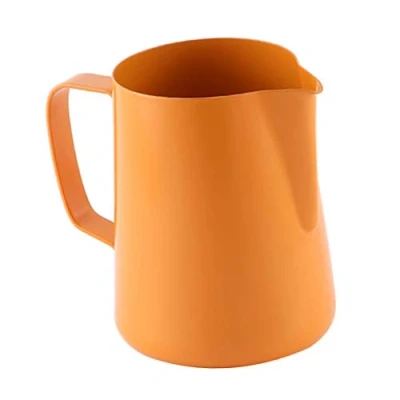 Image of perfk 400ml Milk Frothing Jug 304 Stainless Steel Cup and Latte Decorating Art for Cappuccino Espresso Making, Orange