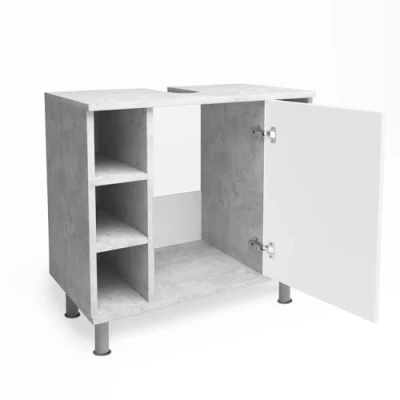 Image of Vicco Sink base cabinet Fynn, Concrete/White, 60 x 54 cm