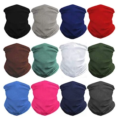 Image of GUIFIER 12 Pack Multifunctional Bandana Magic Scarf Tube Headwrap Seamless Face Mask Cover Balaclavas Neck Gaiter Headband Outdoor Headwear Neckerchief for Camping,Running,Cycling