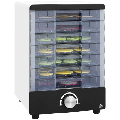 Image of HOMCOM Food Dehydrator with 7 Stainless Steel Tray, 350W Freeze Dryer Machine Adjustable Temperature, for Drying Fruit, Meat, Vegetable, Jerky and Pet Treat, White