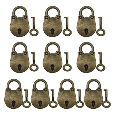 Image of Mini Keyed Padlock Bear,Zliger 10 pcs Antique Padlocks Vintage Style Archaize Bear Head Key Lock with Zinc Alloy for Diary Jewelry Box Suitcase