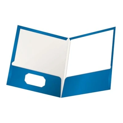 Image of Oxford Laminated Twin Pocket Folders, Letter Size, Blue, Holds 100 Sheets, Box of 25 (51701EE)