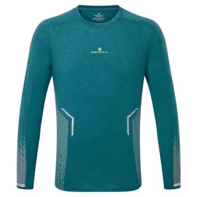 Image of RONHILL Running, Men&#039;s Tech Reflect L/S Tee, Deep Teal/Reflect, L