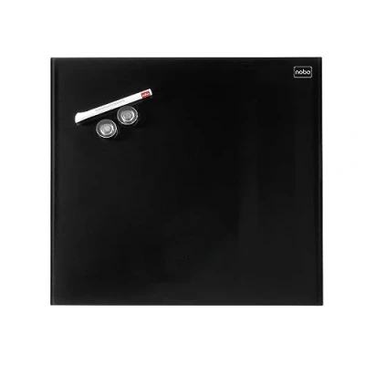 Image of Nobo Glass Whiteboard, Magnetic, 300 x mm Square Tile Design, Includes Glassboard Marker, Magnets and Fitting Kit, Black, 1903950