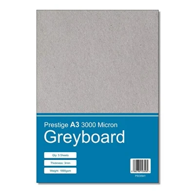 Image of Prestige A3 Greyboard 3000mic 3mm Thick Craft Grey Board Mounting Backing Modelling (A3 Size 3000 Micron 5 Sheets)