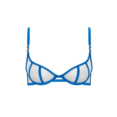 Image of Bluebella Etta Sheer Strappy Bra Blue 34B