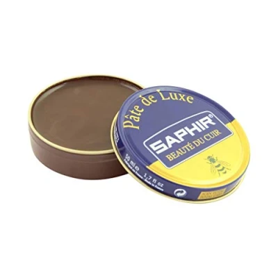 Image of Saphir Beaute Du Cuir Pate De Luxe High Gloss Medium Brown Shoe Polish 50ml