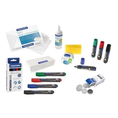 Image of HOLTZ OFFICE SUPPORT GMBH Set Of Whiteboard Accessories, LARGE, Pens, Magnets, Cleaner