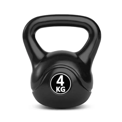 Image of Bestfor Kettlebell Vinyl Coated, Black, Weight Lifting Strength Kettle Bell, for Training, Cardio, Fitness, Muscle Exercise Chart, Body Building, Home Gym Workout 4kg