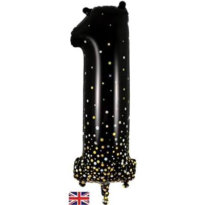 Image of Oaktree 34&quot; Number 1 Sparkling Fizz Black Gold Holographic