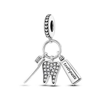 Image of Tooth Companion Charms fits Bracelets Necklace 927 Sterling Silver Lucky Charm for Woman Girl Jewelry Gifts Pendant Bead