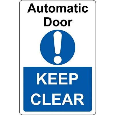 Image of Automatic door keep clear Safety sign 1.2mm Rigid plastic 200mm x 150mm