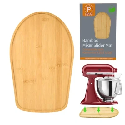 Image of Bamboo Mixer Slider Compatible with Kitchen aid 4.5/5 Quart Tilt Head Stand Mixer, K45SS Attachment Sliding Mat
