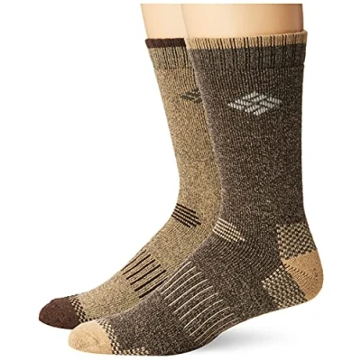 Image of Columbia Men&#039;s 4 Pack Moisture Control Ribbed Crew Casual Sock, Black Brown Assorted, 10 13 Shoe Size 6 12 US Men s UK