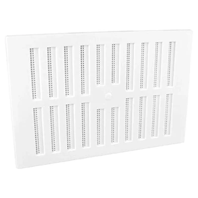 Image of 9&quot; x 6&quot; White Plastic Adjustable Hit and Miss Air Vent Grille with Flyscreen Cover
