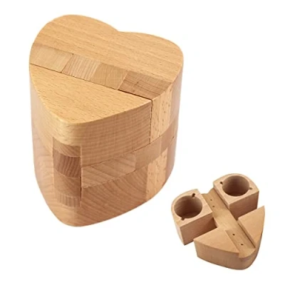 Image of Wooden Magic Box Puzzle Boxes with Hidden Compartments for Adults Teens Intelligent Brain Teaser Hard Difficult Impossible Ring Necklace Heart Case Holder Surprise Secret Gift Girlfriend