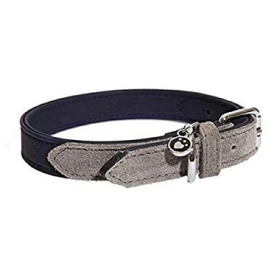 Image of Rosewood Luxury Leather Dog Collar, 8 12 Inch, soft touch navy