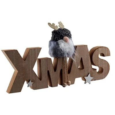 Image of Xmas 21cm Word Grey Gonk Sitting Ornament Free Standing Decoration