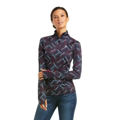 Image of Ariat Womens Lowell 2.0 1/4 Zip Long Sleeve Top Team Print