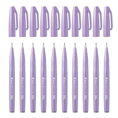 Image of Pentel SES15C V3X Brush Sign Pen Light Purple Fibre Like Tip Pack of 10