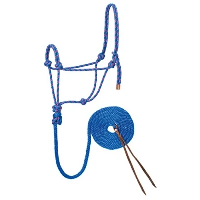 Image of Weaver Leather Diamond Braid Reflective Rope Halter &amp; Lead,Reflective/Blue/Gray