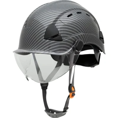 Image of Honeywell Fibre Metal Safety Helmet with Visor, Hard Hat for Construction, Vented, 4 point buckle chinstrap, 6 ratchet suspension, Resistant to extreme temperatures, Hydrographic, FSH11080E