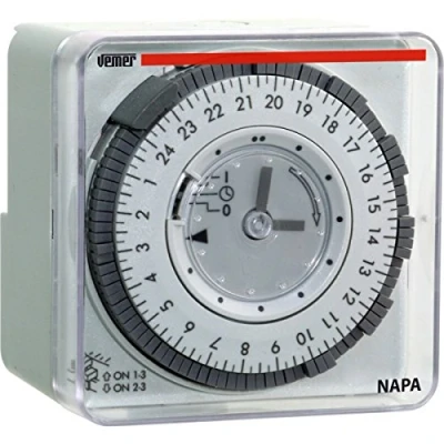 Image of VEMER VE049300 model NAPA ED Electromechanical time switch with daily programming. Wall, DIN rail or panel mounting