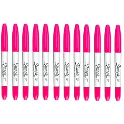 Image of Sharpie Twin Tip Fine and Ultra Point Marker Pen Bright Pink 12 Pack