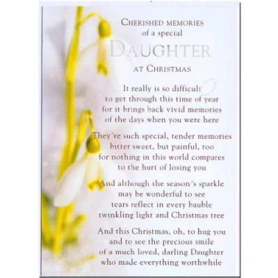 Image of Grave Card Cherished Memories Of A Special Daughter At Christmas Free Holder CM16.