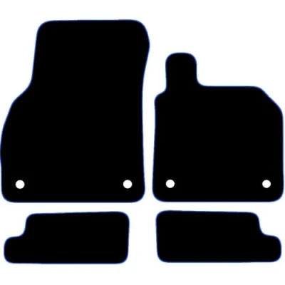 Image of Carsio Carpet Car Mats For Audi TT 2014+ onwards 4 Piece Set Tailored Fit Floor Mat Complete Accessory Black Custom Fitted All Weather, Anti Slip Backing &amp; Blue Trim