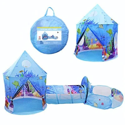Image of Benebomo 3 in 1 Kids Pop Up Play Tent,Children Tent house and Tunnel,Toddlers Tunnel Playhouse Ball Pit,Large garden for Boys Girls Indoor Outdoor,with Carrying bag