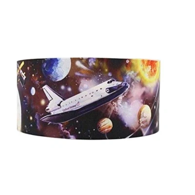 Image of Spaceship Shuttle 2m x 22mm Wide for Personalised Birthday Cake Decoration Ribbon &amp; Decorating Ideas Present Gift Wrap Bows Toppers or Wrapping Bags Box Balloon String Cards Art Craft