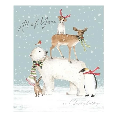 Image of Paperlink All of You Christmas Card Winter Animals in the Snow with Foil Details Eco Friendly and Recyclable