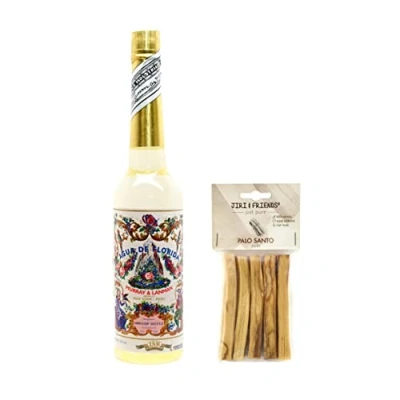 Image of Jiri &amp; Friends 1 Pack Palo Santo Sticks (25 gram) Natural Incense and Agua de Florida Water 270 ml Sjaman Cleansing Spirit 100%