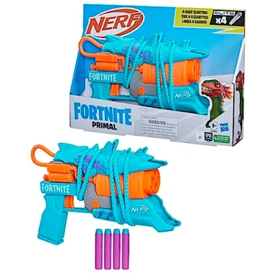 Image of Nerf Fortnite Primal Blaster, 4 Darts, Equipment Design, Elite Dart, Blaster