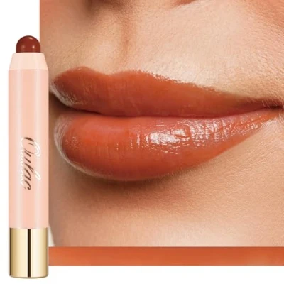 Image of Oulac Blush Stick Lipstick and Duo, Blushes for Cheeks, Moisturising Nourishing, Glossy Finish, Vegan, Pumpkin, Please!(07)