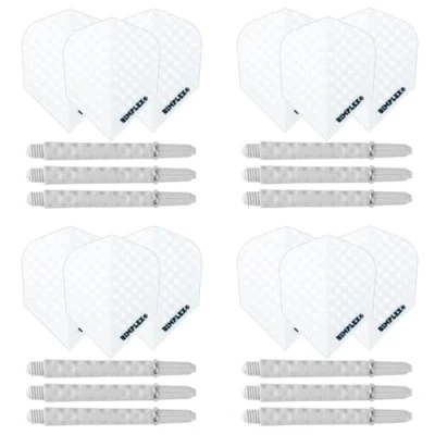 Image of Harrows Darts 4 x Sets of Dimplex Dart Stems and Flights 12 Shafts in Total Medium &amp; Short (Medium, White)