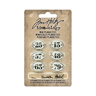 Image of Advantus Idea Ology Mini Plaquettes with Brads .5 x .75 inch White Black Numbers, Other, Multicoloured, 7.79x11.6x0.93 cm