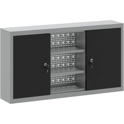 Image of vidaXL Tool Cabinet Wall Mounted with Pegboard Black 100x20x55 cm Steel