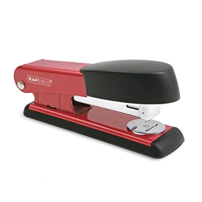 Image of Rapesco R53500R2 Bowfin Half Strip Stapler, 25 Sheet Capacity, Red