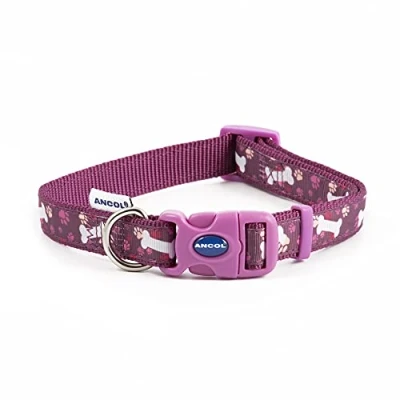 Image of Ancol Fashion Collar Purple Bone Adjustable 45 70cm